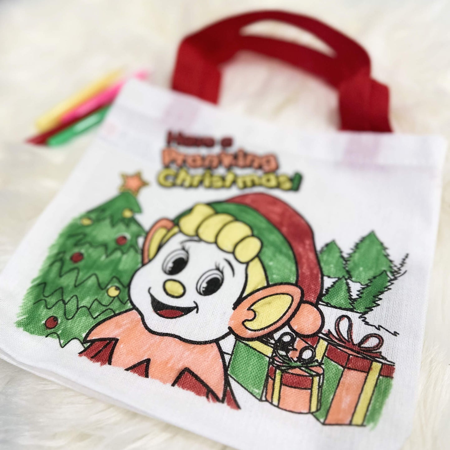 Drobės spalvinamas krepšelis